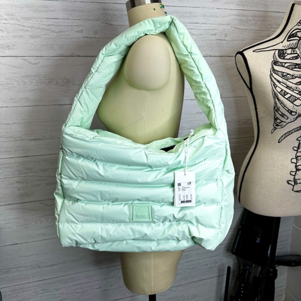 RARE Rains Mint Green Quilted Shoulder Bag
